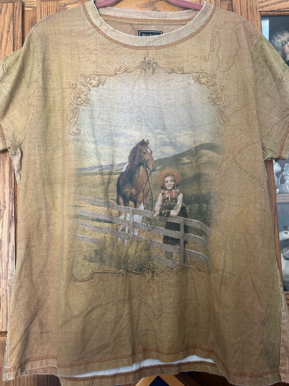 Bit & Bridle Brown Scenic Horse t shirt fo red women xxL